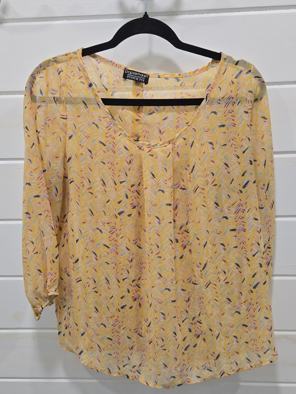 Papermoon Yellow Scoop-Neck Printed Blouse